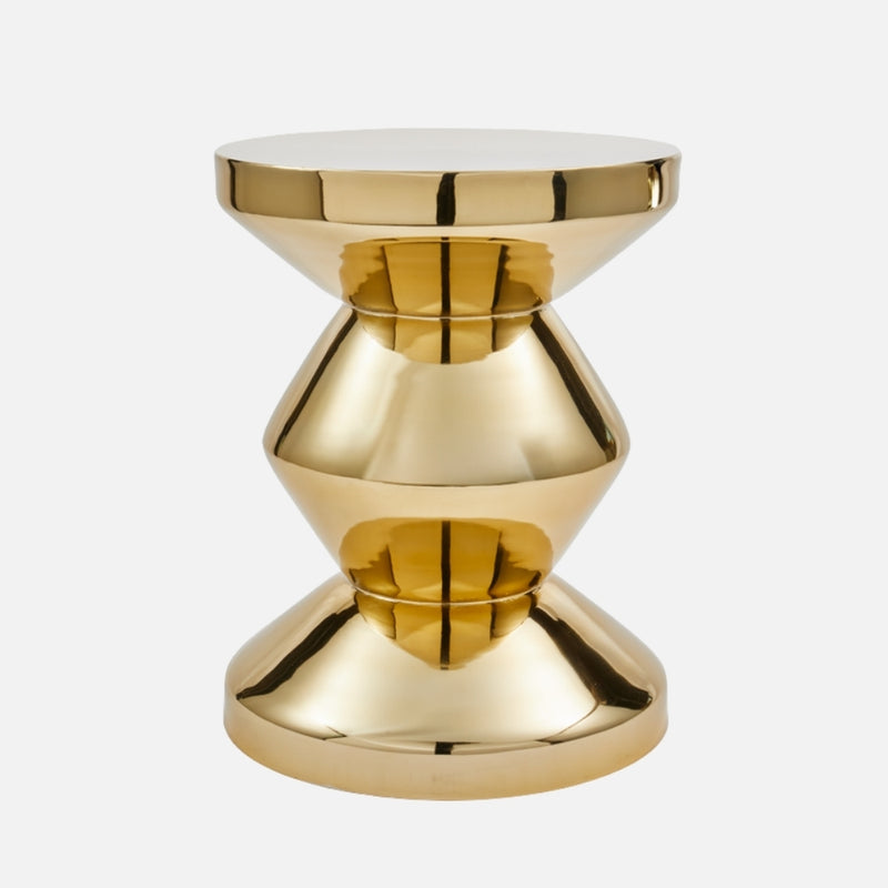 Zig Zag Metal Stool/ Side Table, Gold