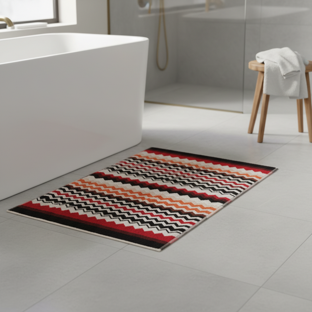 100% cotton bath mat with chevron pattern