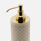 Riviere Alghero Handwoven Tall Soap Dispenser, Ivory, leather detail