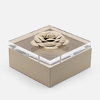 Riviere Fleur Camellia Diamonds Square Box, Ivory, 17x17cm, front view 2