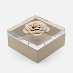 Fleur Camellia Diamonds Square Box, Ivory, 17x17cm