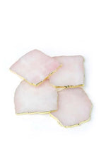 4 Rose Quartz Coasters & 2 Bottle Toppers