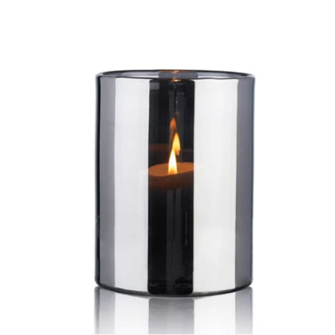 Skogsberg & Smart Silver Hurricane Lamp, Medium, front view