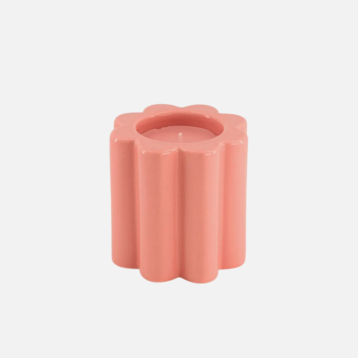 The Socialite Family Candela fig tree scented candle in a powder pink ceramic vessel, 240g, front view