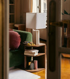 The Socialite Family side table in ash wood with iroko finish, 50cm, side view 2