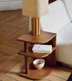 The Socialite Family side table in ash wood with iroko finish, 50cm, side view
