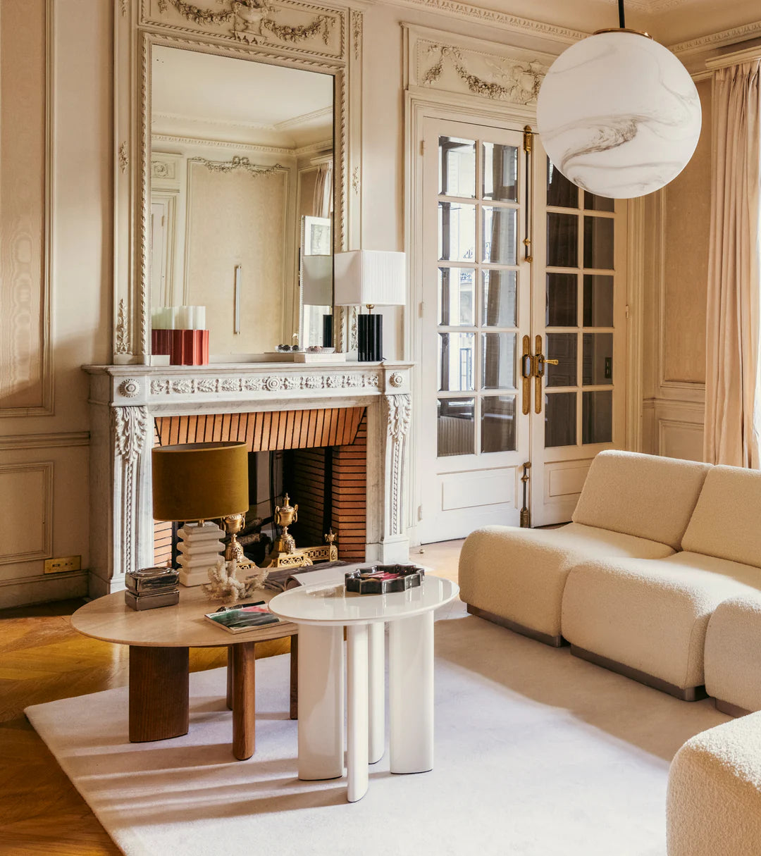 The Socialite Family Carlotta side table in white lacquered beech, 50cm, side view 2
