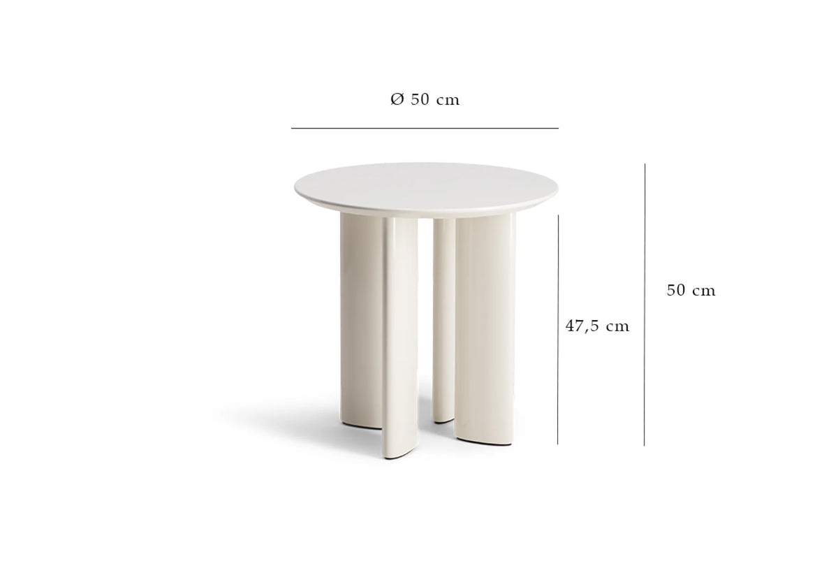 The Socialite Family Carlotta side table in white lacquered beech, 50cm, side view 3