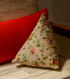 The Socialite Family Divino Marie-Antoinette tapestry pyramid cushion, 30x30cm, styled in a room setting 3
