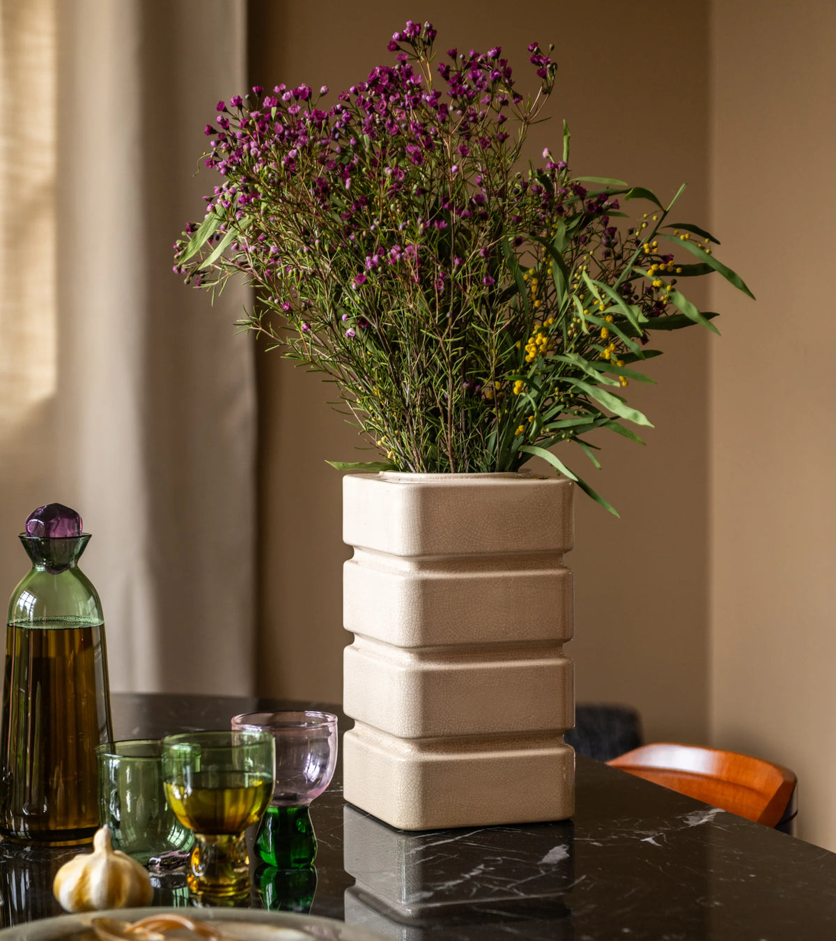 The Socialite Family Donna vase in white crackle-glazed ceramic, 29cm, alternative angle