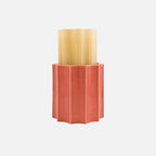 The Socialite Family Duetto vase in amber yellow glass and terracotta ceramic, 28cm, front view