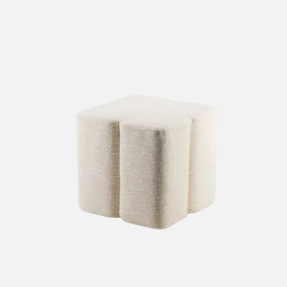 The Socialite Family Fiori modular stool in cream woven fabric, 43cm, front view