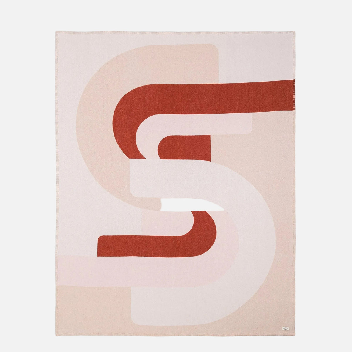 The Socialite Family Roma merino wool throw in beige and pink, 150x200cm, front view