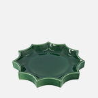 The Socialite Family Tasca décor tray in dark green glazed ceramic, 34cm, front view 2