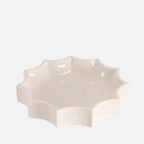 The Socialite Family Tasca décor tray in white crackle-glazed ceramic, 22cm, front view 2