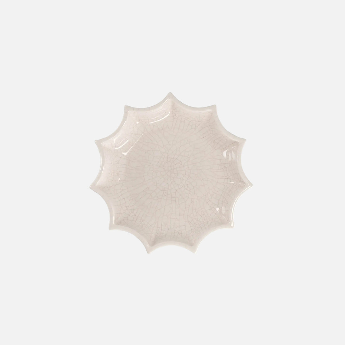 The Socialite Family Tasca décor tray in white crackle-glazed ceramic, 22cm, front view