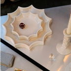 The Socialite Family Tasca décor tray in white crackle-glazed ceramic, 22cm, styled in a room setting 2