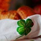Waww La Table Lucky Trèfle white linen napkins by Aurélie Bidermann, set of four, styled on a table setting