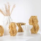 Large 3D Printed Irregular Sculptural Porcelain Vase – Gold