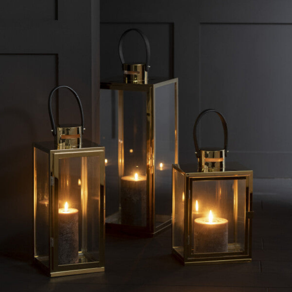 Lantern Square Metal & Glass Decorative Lantern – Gold
