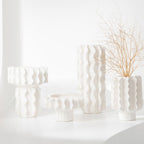 White Helix Cylindrical Ceramic Vase - White