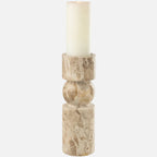 Candle Holder Marble Beige – Large Stone Pillar Holder