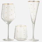 Gold Dotted Champagne Glass – Elegant Transparent Flute