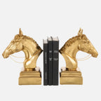 Gold Horse Head Bookends Set of 2 – Decorative Shelf Support