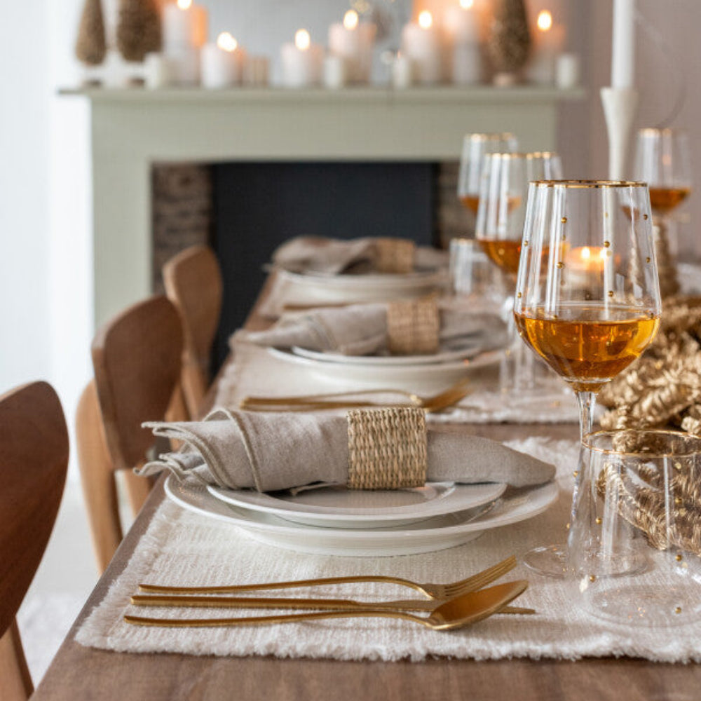 Gold Dotted Transparent Drinking Glass 420ml