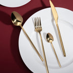 24-Piece Stainless Steel Cutlery Set – Shiny Gold Flatware