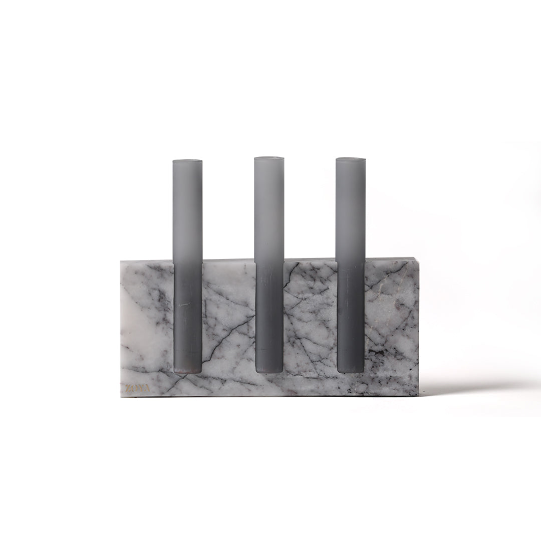 Zoya Stones Lilac marble tube vase, front view