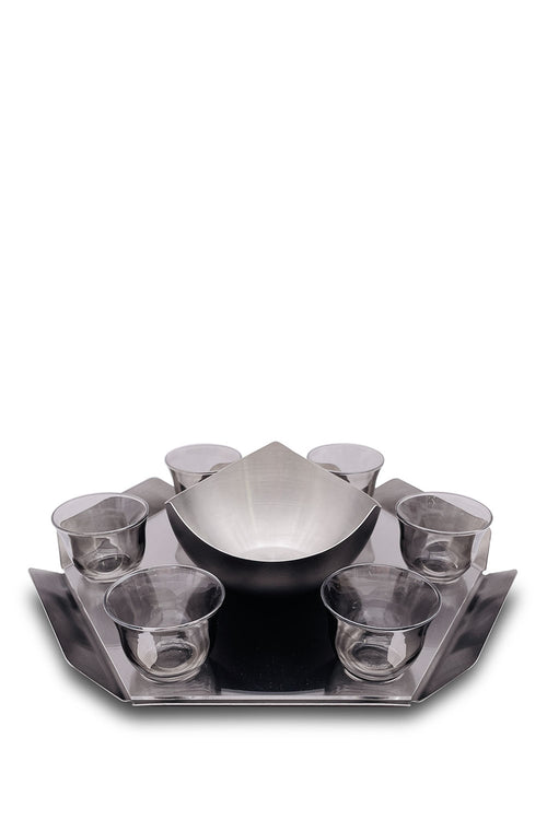 Alsamar Gahwa Cups set of 6 with Hexa Tray and 1 Wavy Bowl - Maison7