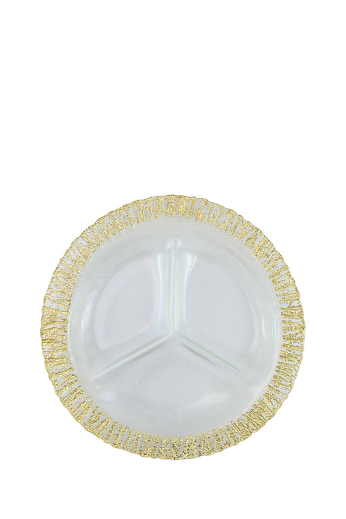 Rufolo Glass 3-Part Server, Round, Gold