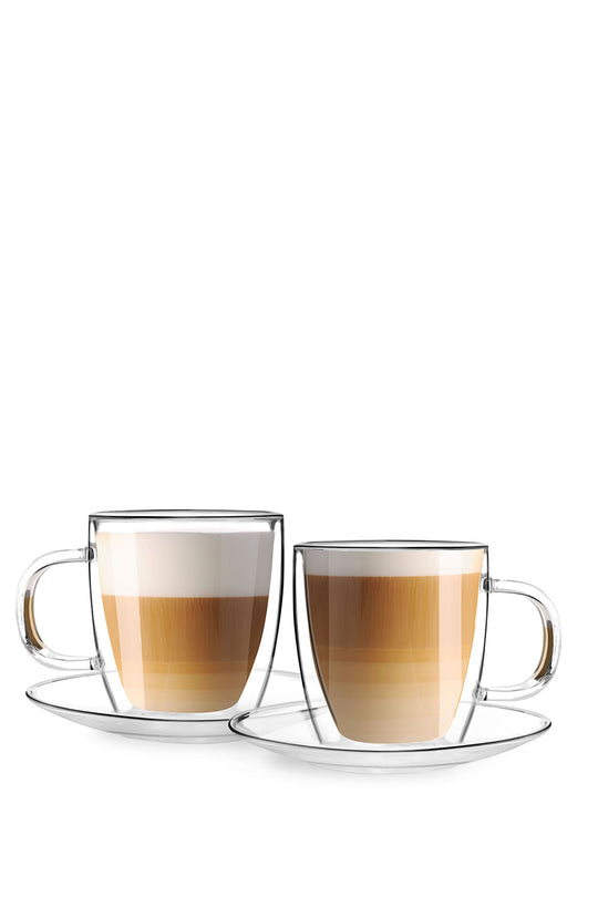 Amo Double Wall Cup & Saucer, 250ml, Set of 2
